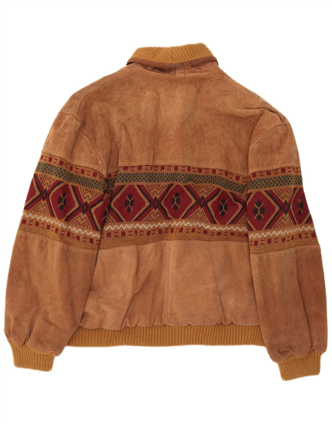 Vintage herre ruskind bomberjakke UK 42 XL Brun Geometrisk