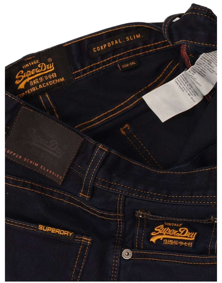 SUPERDRY Herre Corporal Slim Jeans W32 L34 Marineblå Bomuld