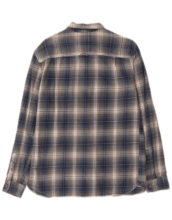 White Stuff Herre Classic Fit Flannel Shirt Medium Blue Plaid Bomuld