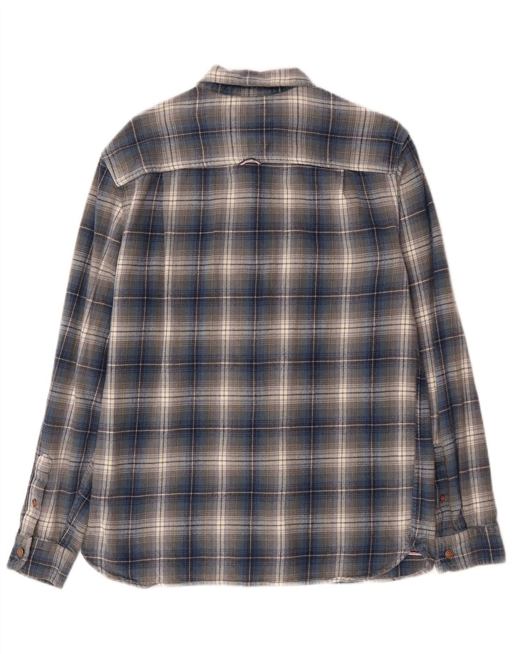 White Stuff Herre Classic Fit Flannel Shirt Medium Blue Plaid Bomuld