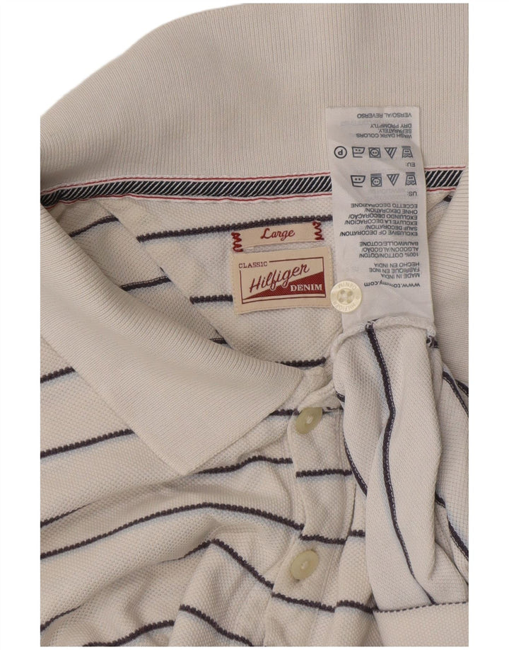 TOMMY HILFIGER Klassisk poloshirt til mænd Stor hvid stribet bomuld