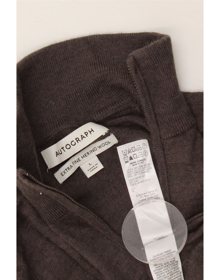 Marks & Spencer Herre Autograph Zip Neck Jumper Sweater Stor Brun