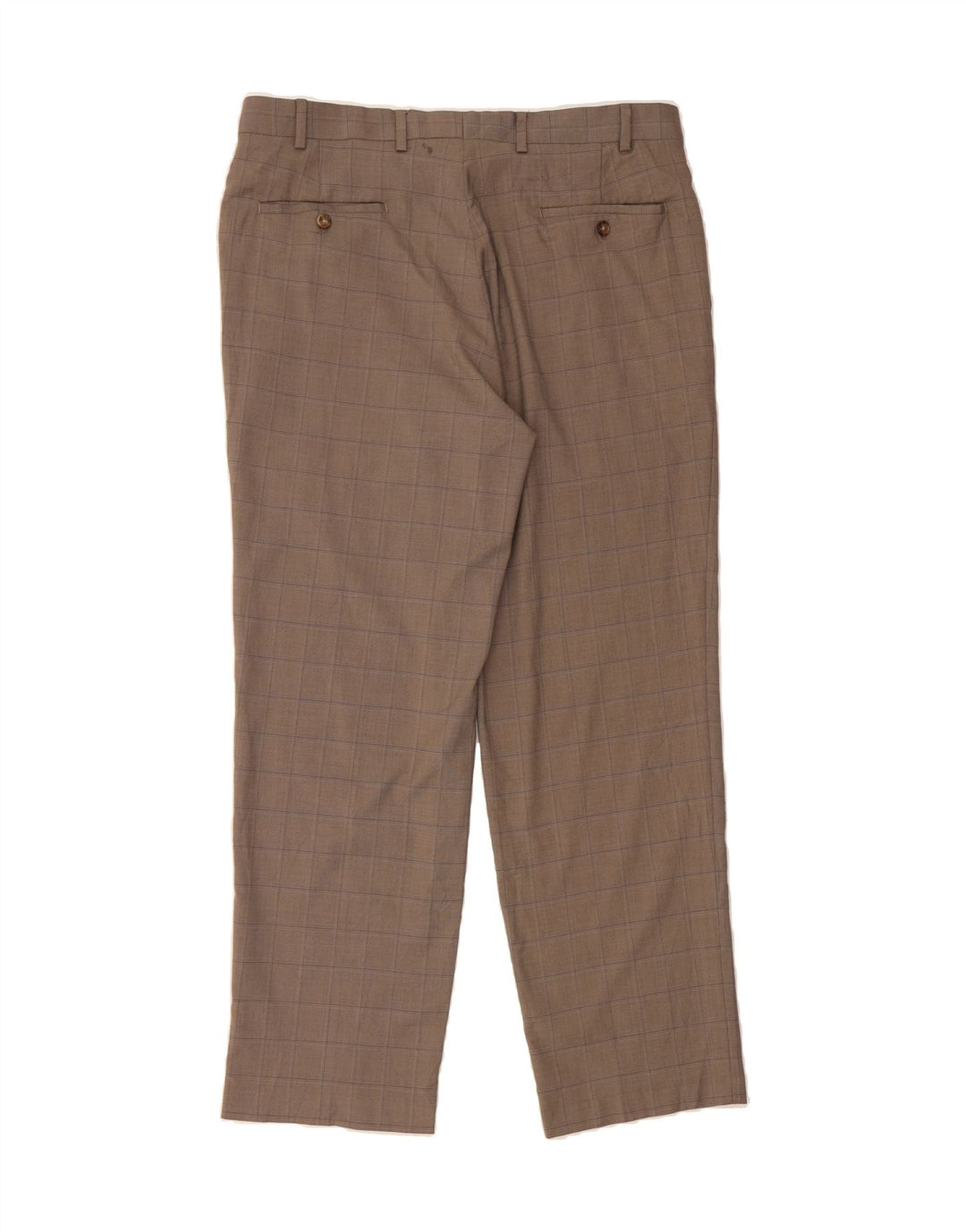 RALPH LAUREN Mens Straight Suit Trousers W36 L30 Brown Check Polyester Vintage Ralph Lauren and Second-Hand Ralph Lauren from Messina Hembry 
