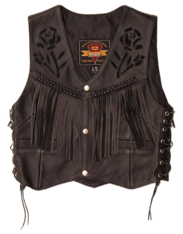 HELD Dame Motorcykel Crop vest UK 12 Medium Black Floral Læder