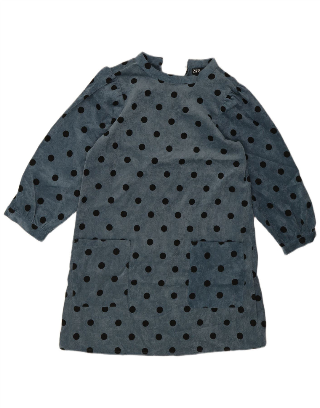 Zara Dame Langærmet Shift Dress UK 10 Small Blue Polka Dot Polyester