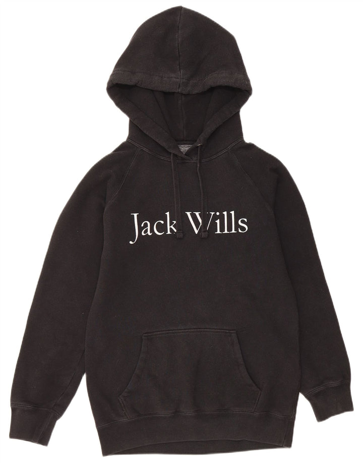 JACK WILLS Oversized grafisk hættetrøje til kvinder UK 6 XS Sort bomuld