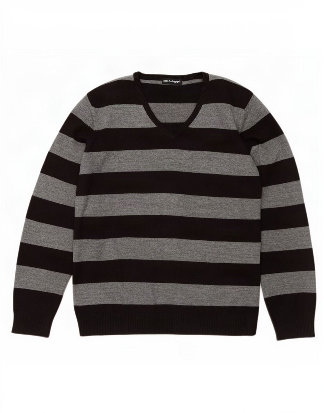 Marks & Spencer Herre V-hals sweater Stor grå stribet akryl