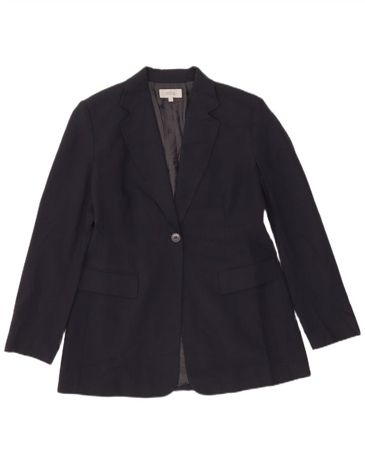 Marks & Spencer Dame 1 Knap Blazer Jacket UK 14 Large Navy Blue
