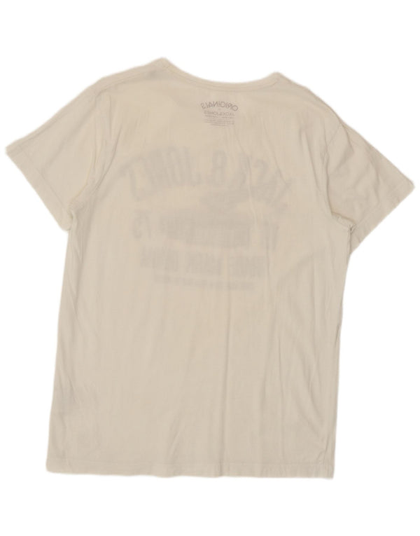 Jack & Jones Herre grafisk T-shirt Top Stor hvid bomuld