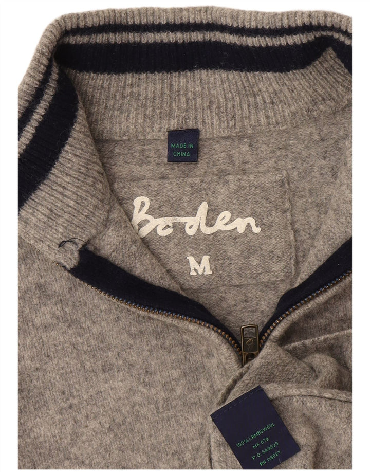 Boden Dame Zip Neck Jumper Sweater UK 14 Medium Grey Flecked Wool