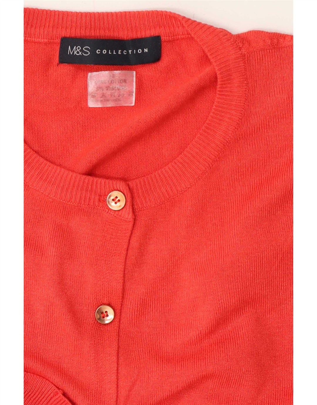 Marks & Spencer Dame Regular Fit Cardigan Sweater UK 12 Medium Rød Bomuld