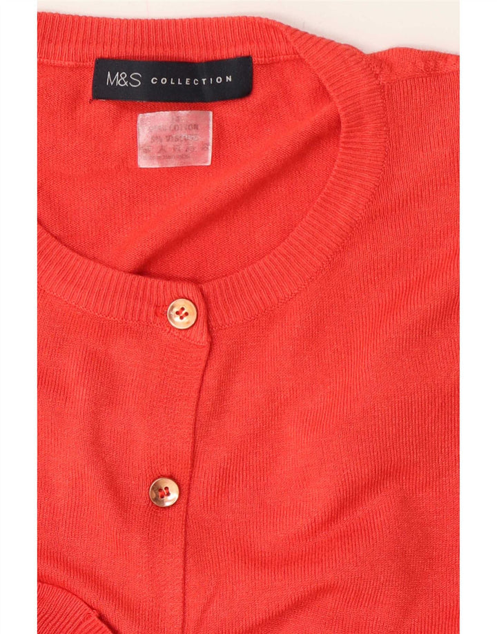 Marks & Spencer Dame Regular Fit Cardigan Sweater UK 12 Medium Rød Bomuld
