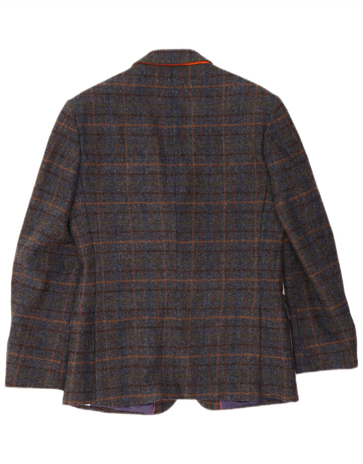 VINTAGE Herre 2-knaps blazerjakke UK 38 Medium Navyblå ternet uld