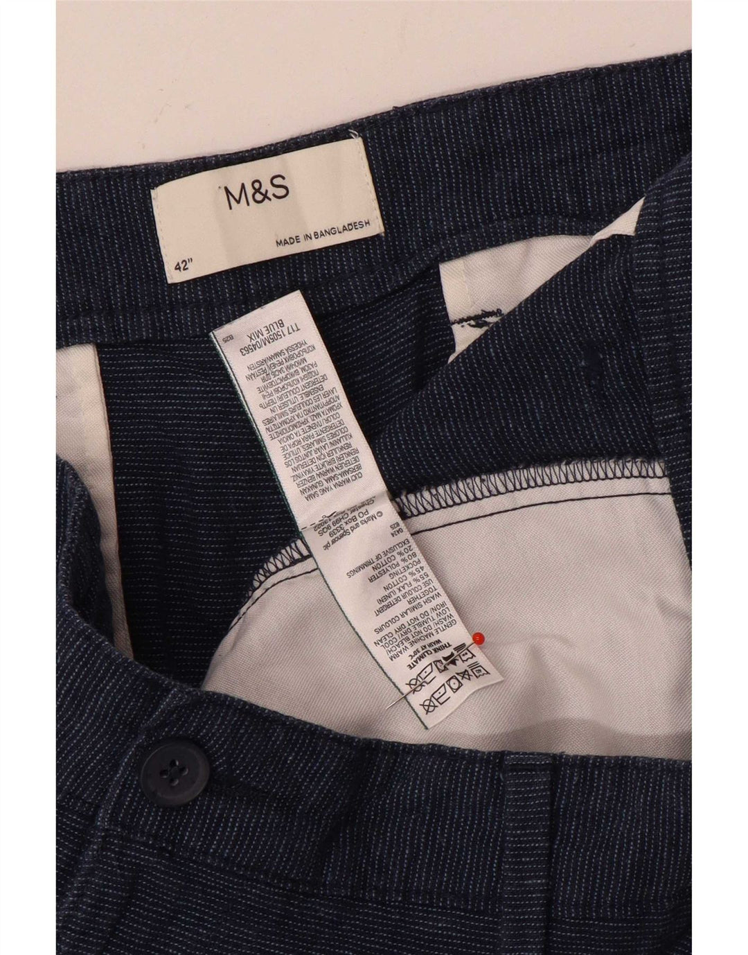Marks & Spencer Herre Chino Shorts W42 2XL Blå Linen