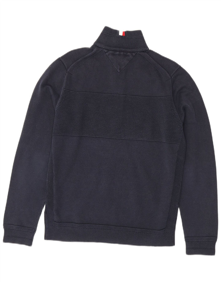 Tommy Hilfiger Herre Zip Neck Jumper Sweater Medium Navy Blue Bomuld
