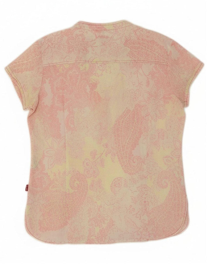 LEVI'S Womens Blouse Top UK 14 Large Pink Paisley Cotton