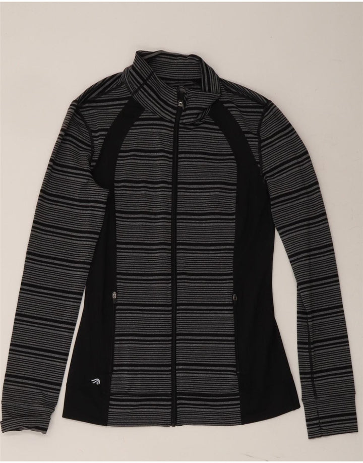 IDEOLOGY Womens Tracksuit Top Jacket UK 6 XS Black Striped Polyester Vintage Ideology and Second-Hand Ideology from Messina Hembry 