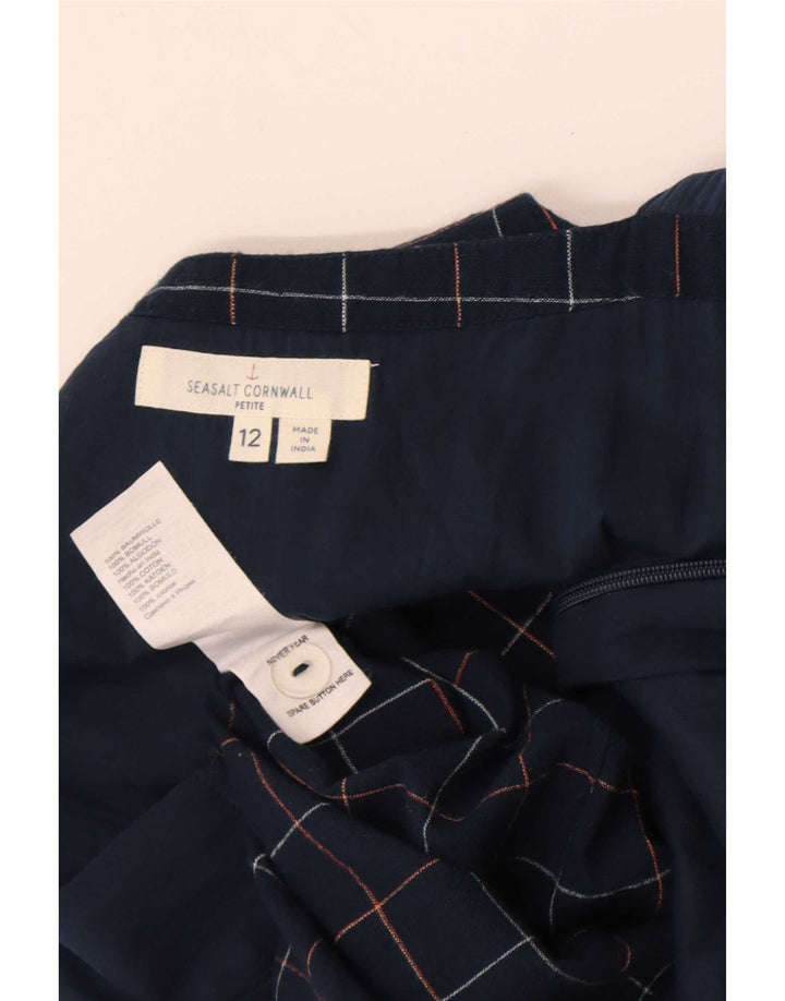 Seasalt Cornwall Dame Petite Jumpsuit UK 12 Medium Navy Blue Ternet Bomuld
