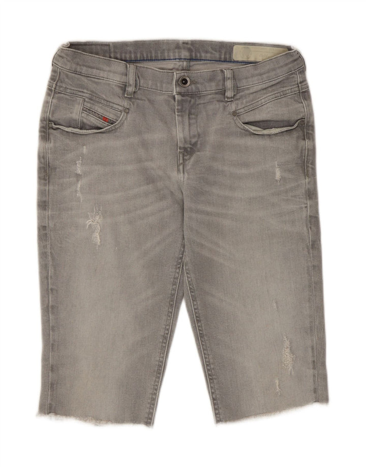 Diesel Dame Belthy Distressed Denim Shorts W27 Små Grå Bomuld