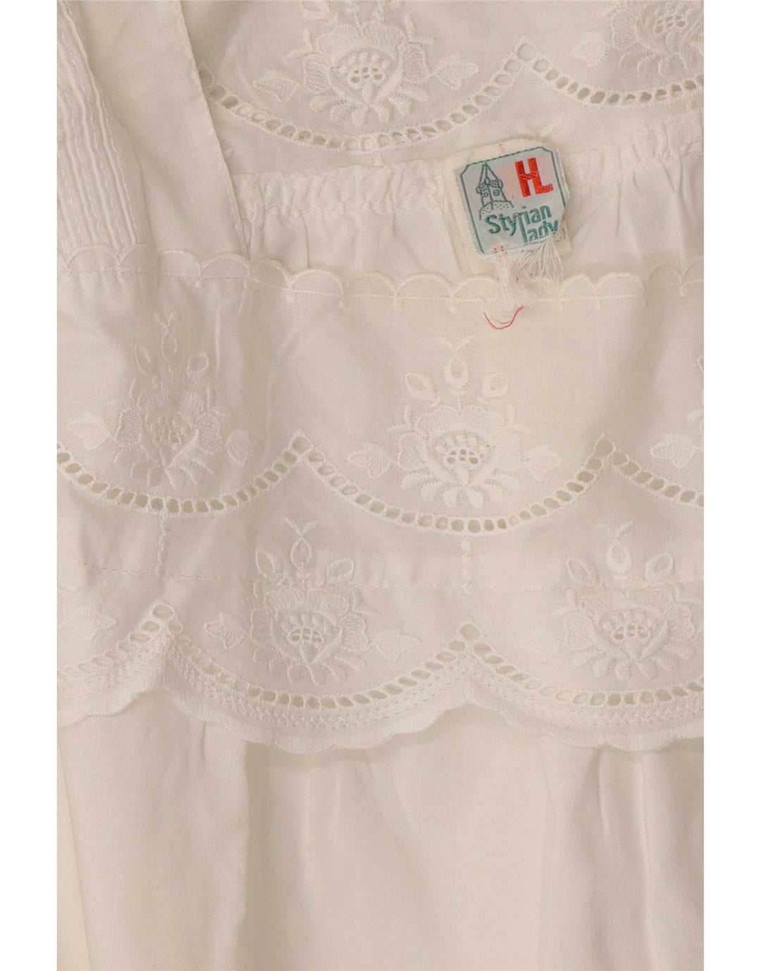 Vintage Dame Bluse Top UK 16 Large White Floral