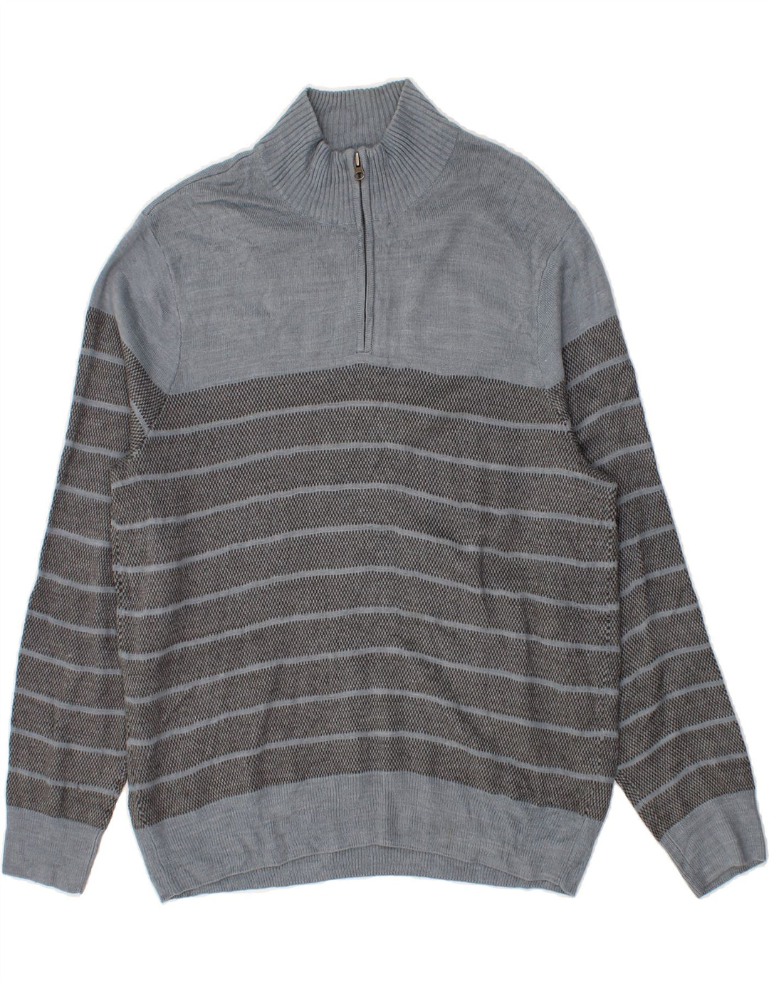 DOCKERS Mens Zip Neck Jumper Sweater Large Blue Striped Acrylic Vintage Dockers and Second-Hand Dockers from Messina Hembry 