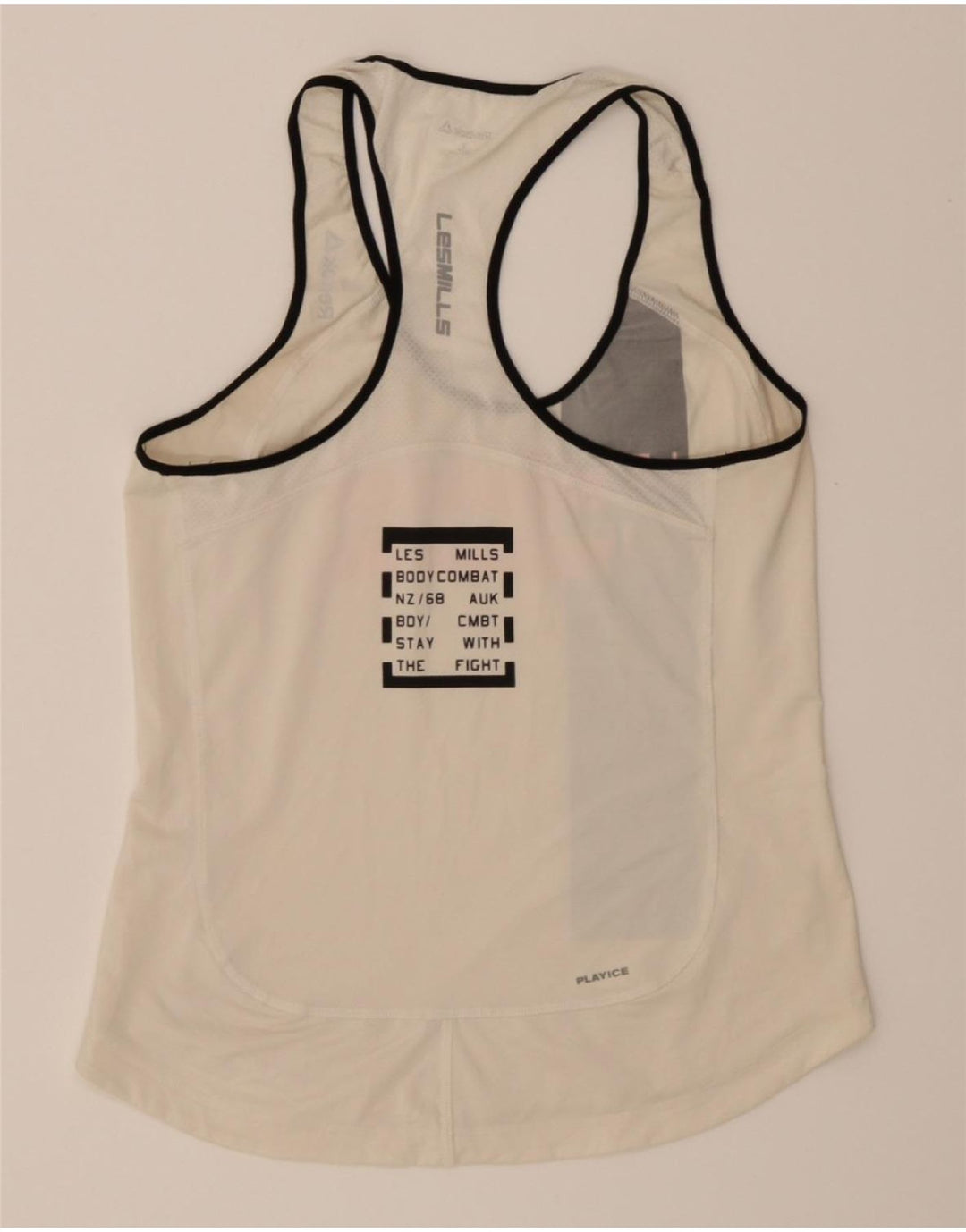 REEBOK Womens Graphic Vest Top UK 14 Large White Colourblock Polyester Vintage Reebok and Second-Hand Reebok from Messina Hembry 