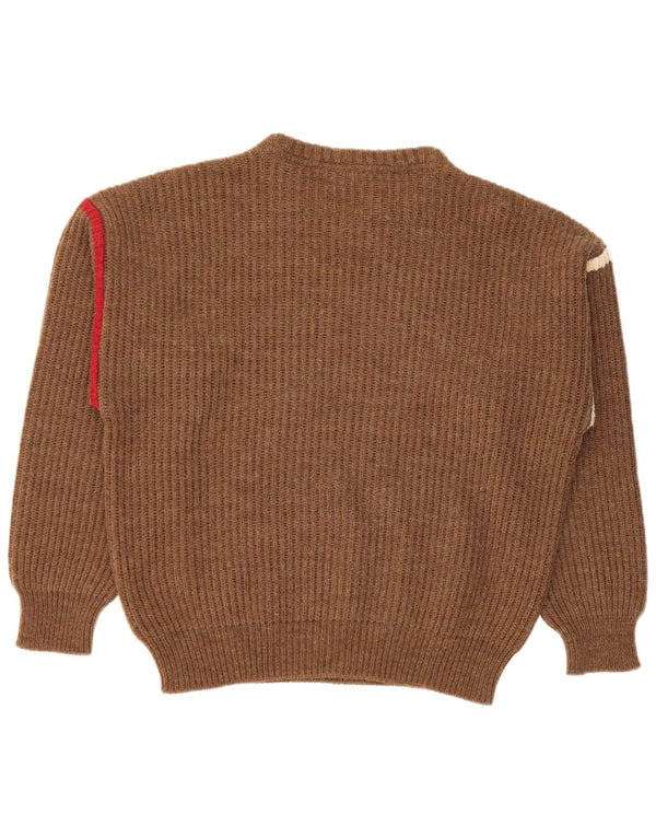 Setball Herre Crew Neck Jumper Sweater IT 50 Medium Brown Colourblock