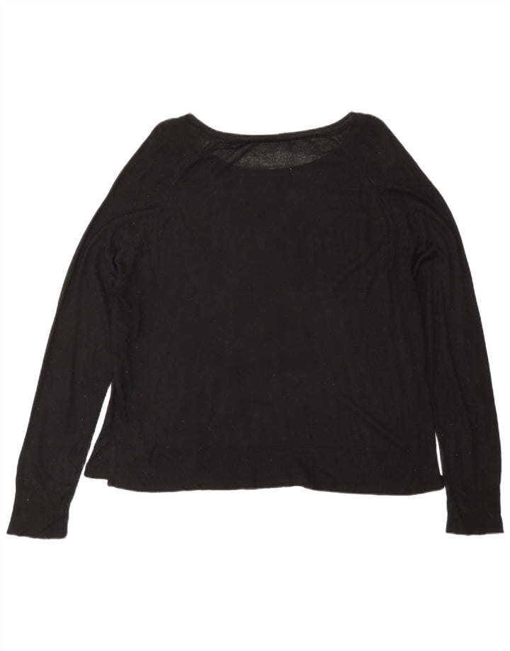 Zara Dame Boat Neck Jumper Sweater UK 14 Medium Black