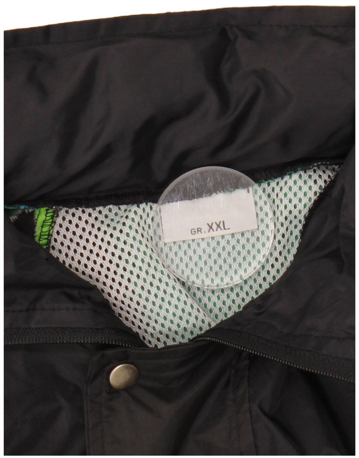 VINTAGE Regnjakke med hætte til mænd UK 44 2XL Sort Geometrisk