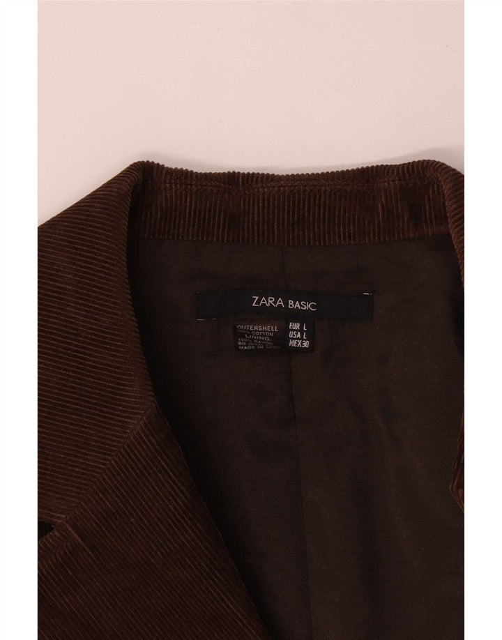 Zara Dame 3-knaps fløjlsjakke Blazer DK 14 Stor brun bomuld