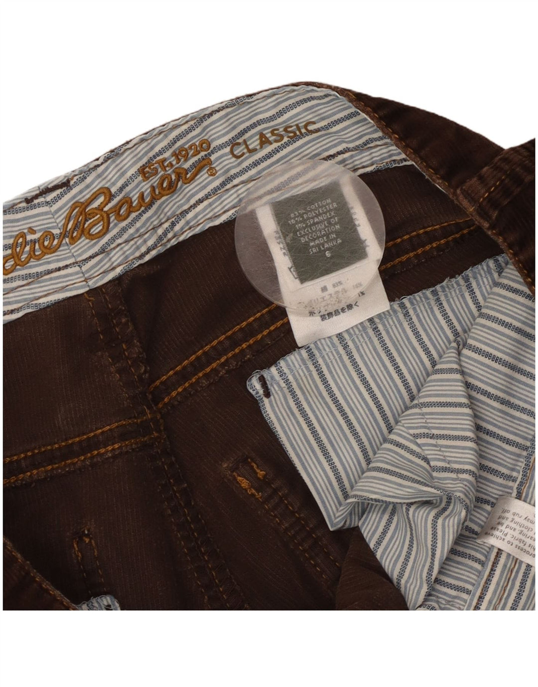 Eddie Bauer Klassiske fløjlsbukser til kvinder US 6 Medium W32 L23 Brun