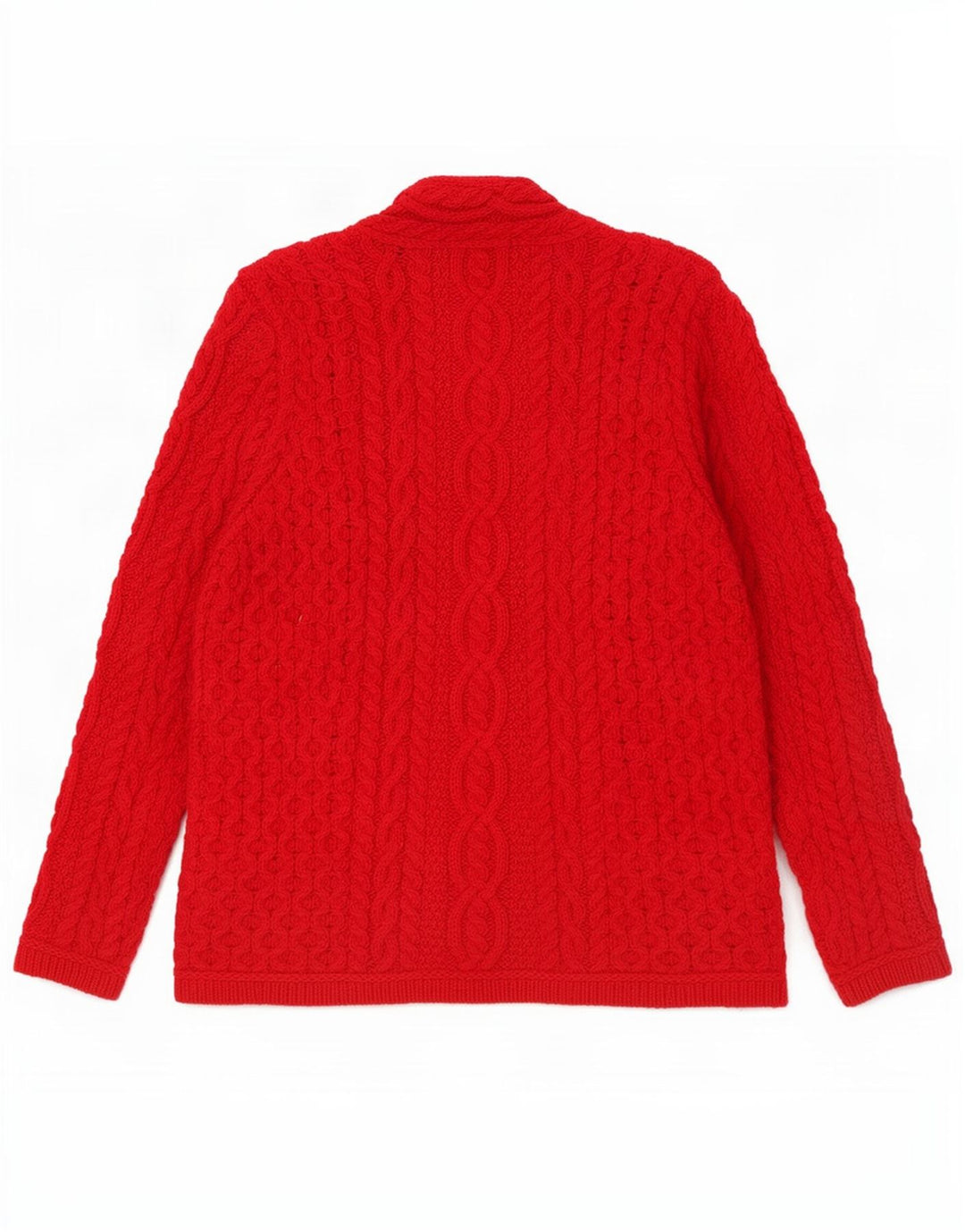 Aran Crafts Dame Cardigan Sweater UK 14 Medium Rød Merinould