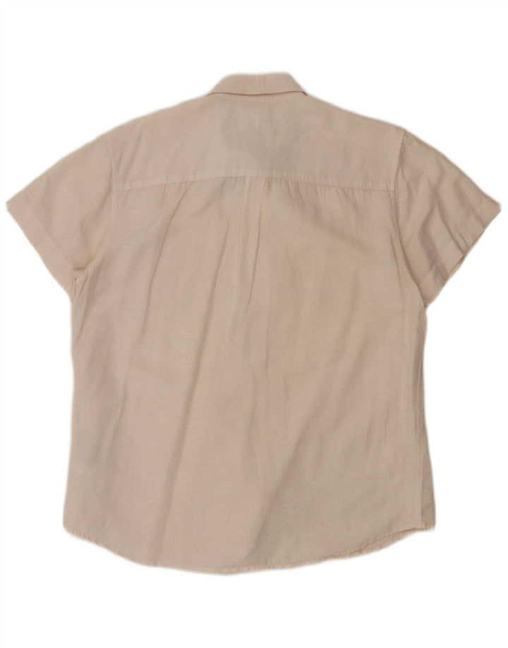 Wrangler kortærmet herreskjorte med normal pasform, stor off-hvid linned