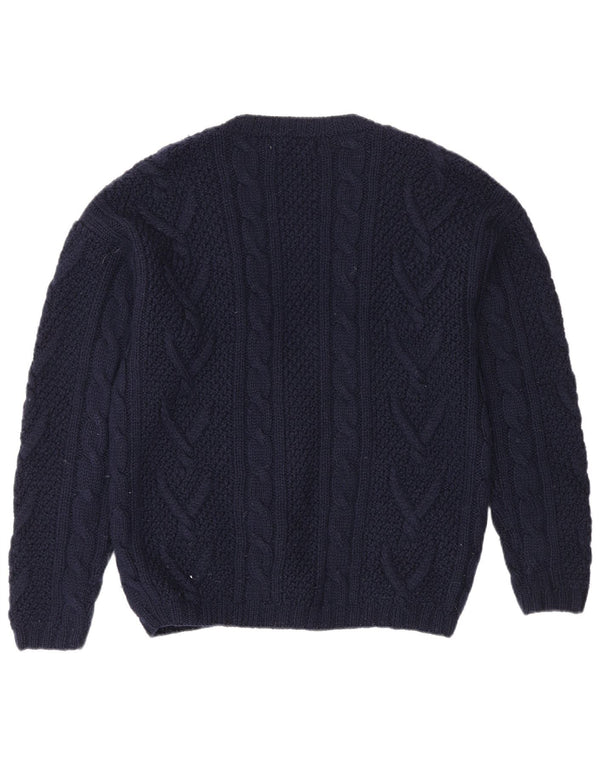 L.L.Bean Dame oversized cardigan sweater UK 10 Small Navy Blue Uld