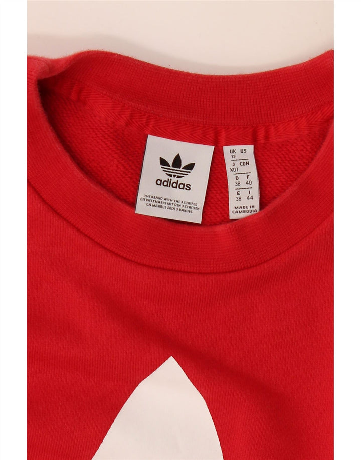 ADIDAS Graphic Sweatshirt Jumper UK 12 Medium Rød Bomuld