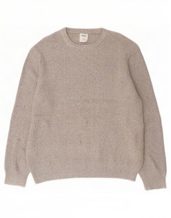 Marks & Spencer Herre sweater med rund hals, stor beige polyamid