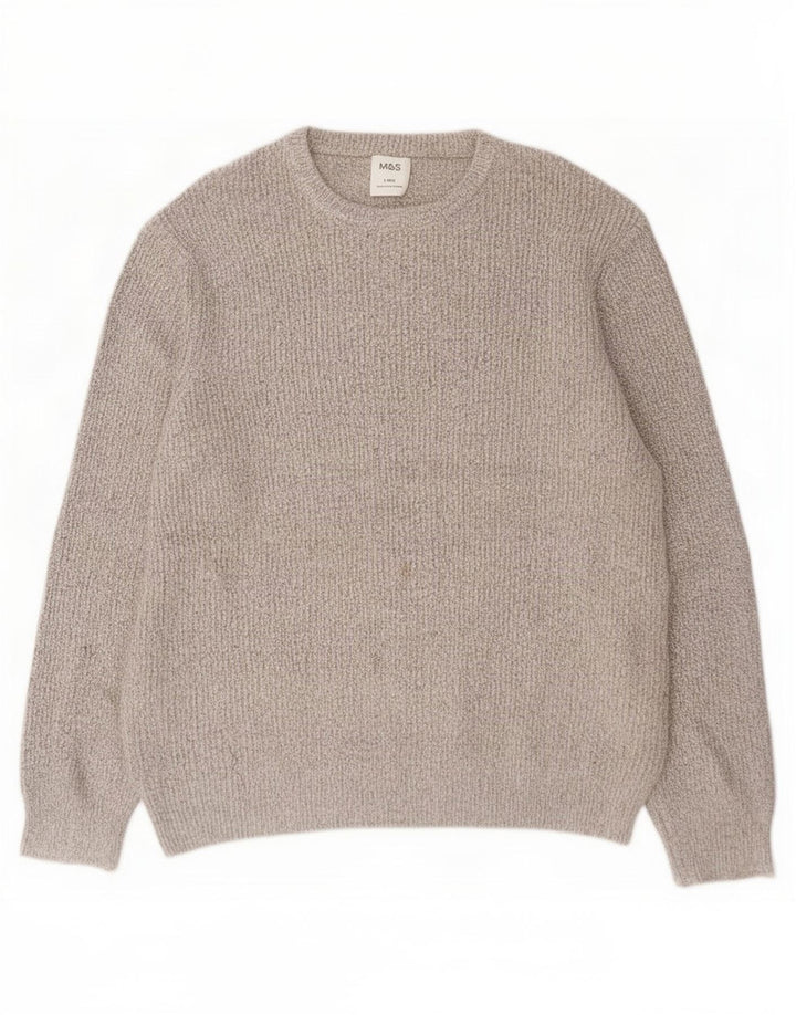 Marks & Spencer Herre sweater med rund hals, stor beige polyamid