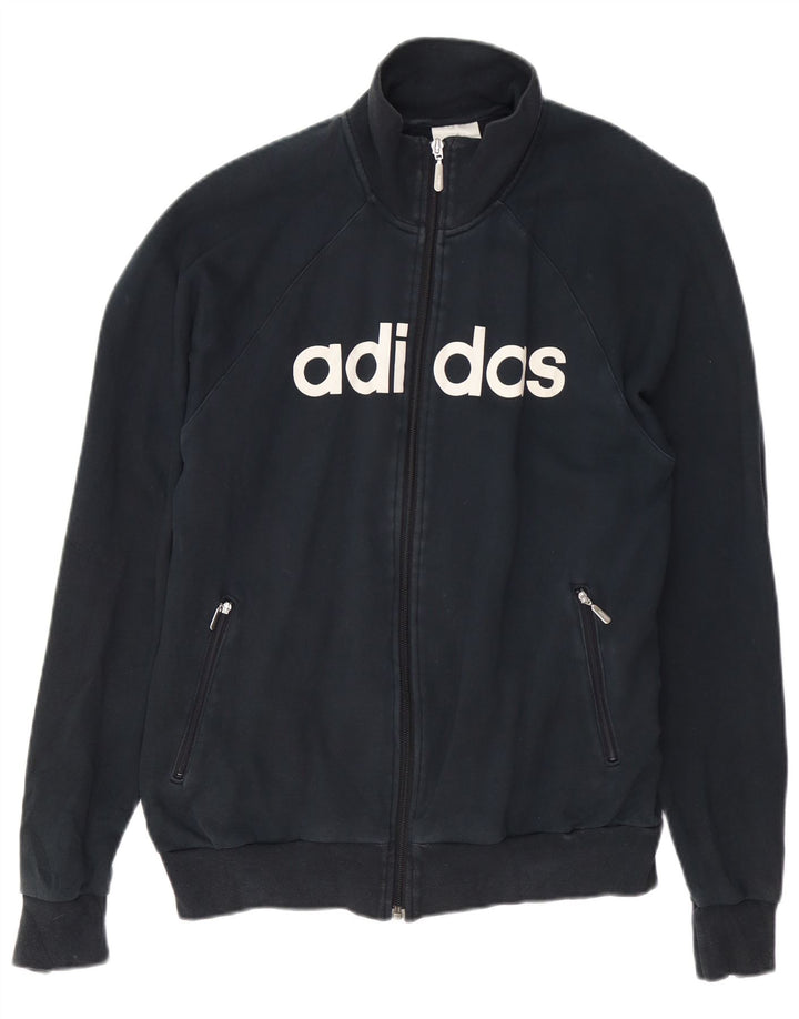 ADIDAS Mens Graphic Tracksuit Top Jacket Medium Black Cotton