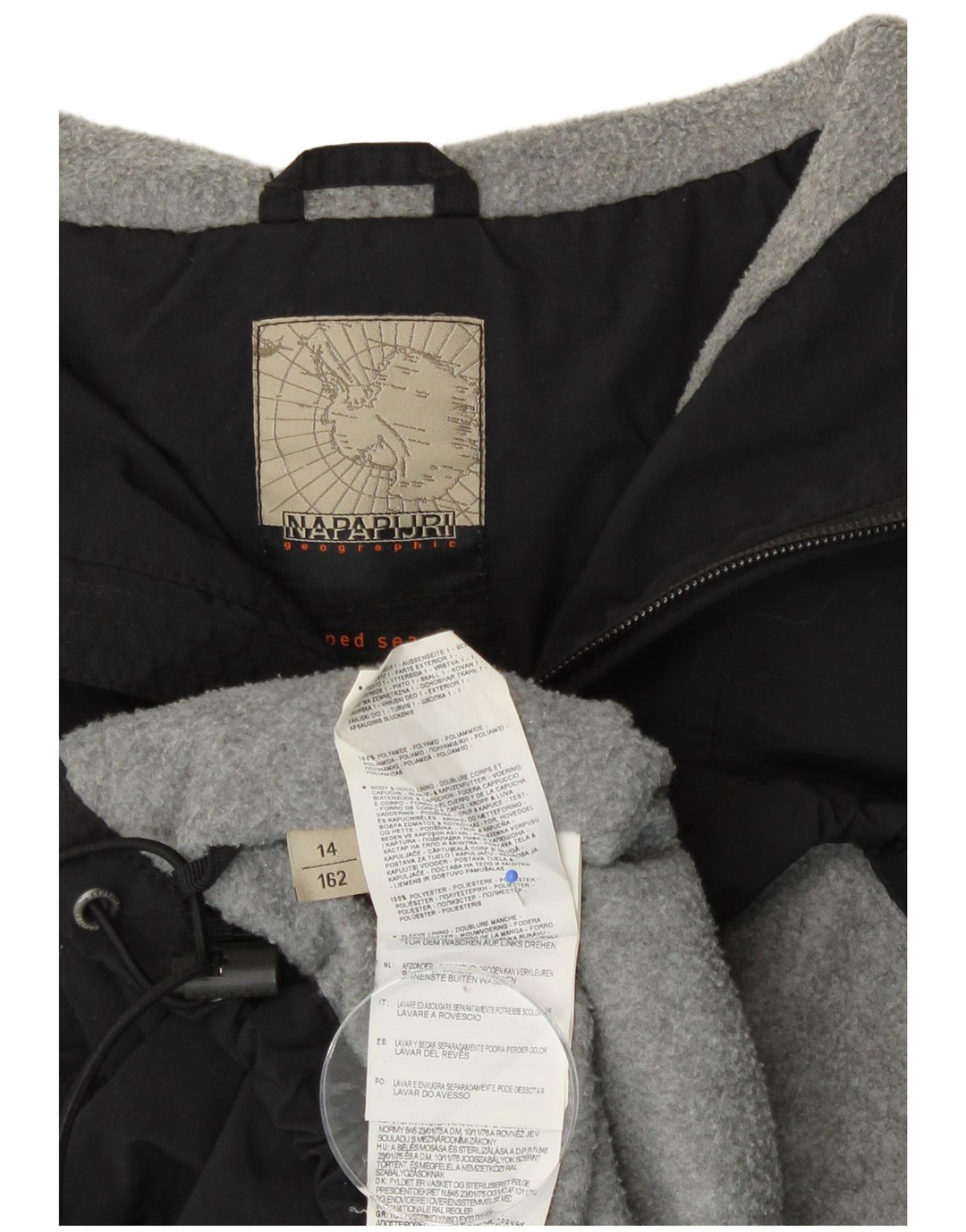 Napapijri drenge grafisk hættejakke anorak 13-14 år sort polyester