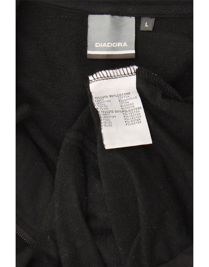 DIADORA Womens Tracksuit Top Jacket UK 16 Large Black Cotton Vintage Diadora and Second-Hand Diadora from Messina Hembry 