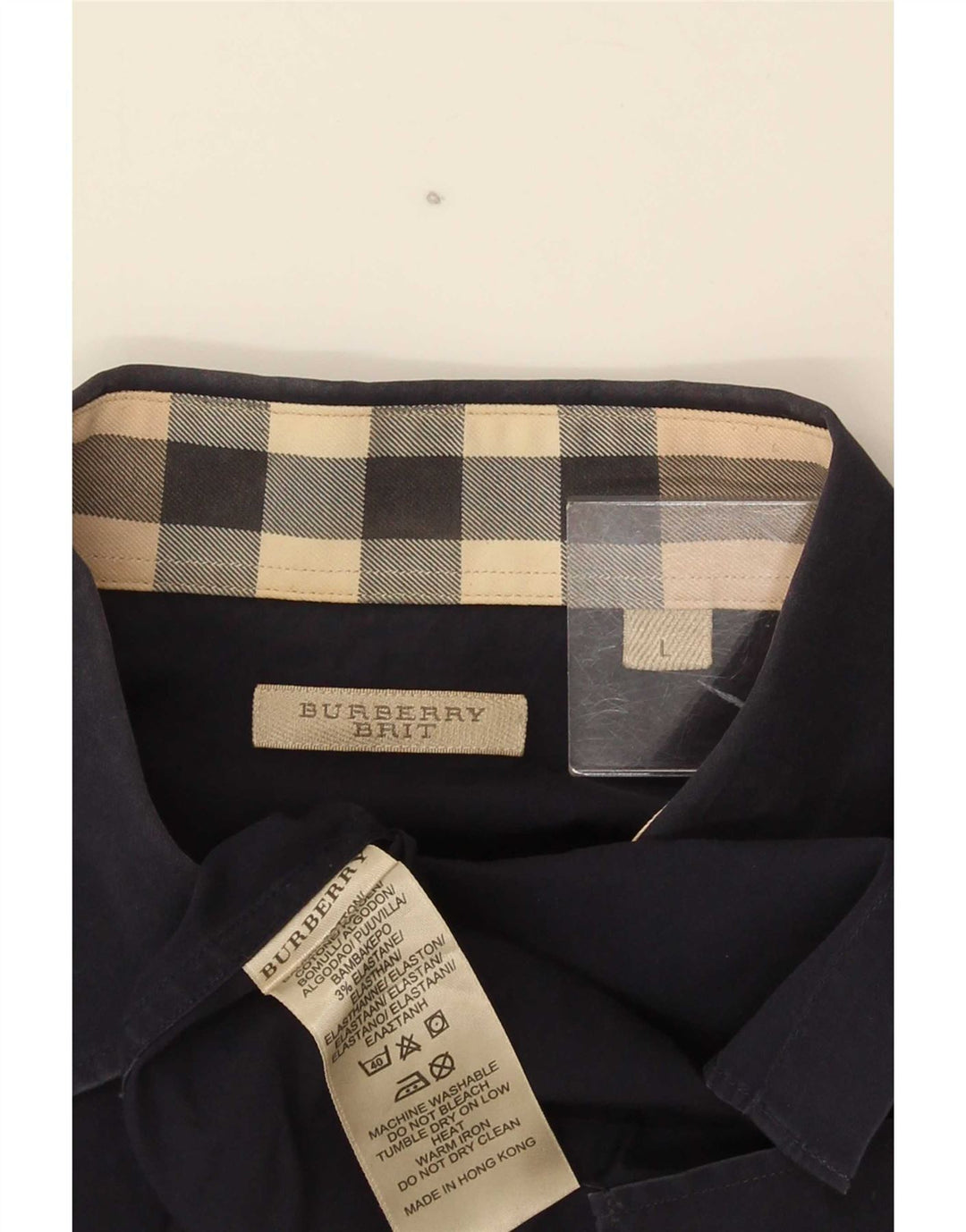 Burberry herre BRIT skjorte stor marineblå bomuld