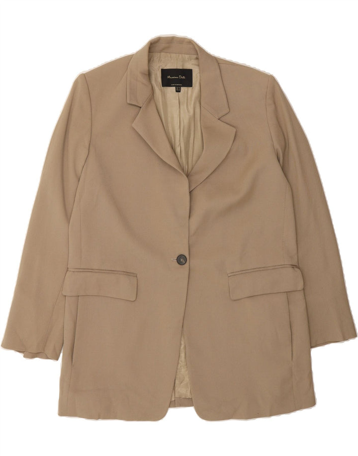 MASSIMO DUTTI Womens 1 Button Blazer Jacket EU 40 Medium Beige Modal Vintage Massimo Dutti and Second-Hand Massimo Dutti from Messina Hembry 