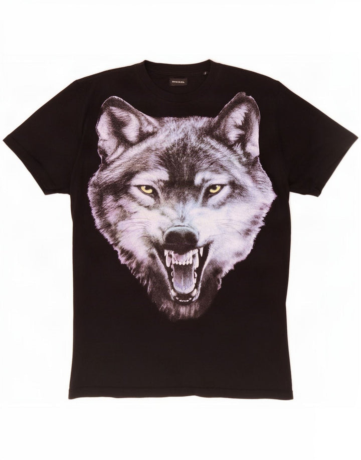 Diesel Herre Grafisk T-Shirt Top Medium Sort Bomuld