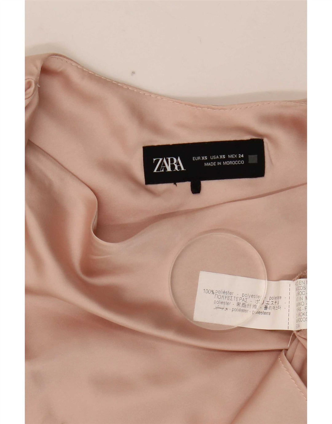 Zara Dame ærmeløs bluse Top UK 6 XS Pink Polyester