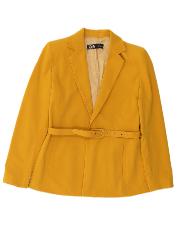 Zara Dame Blazer Jacket UK 10 Lille Gul Polyester