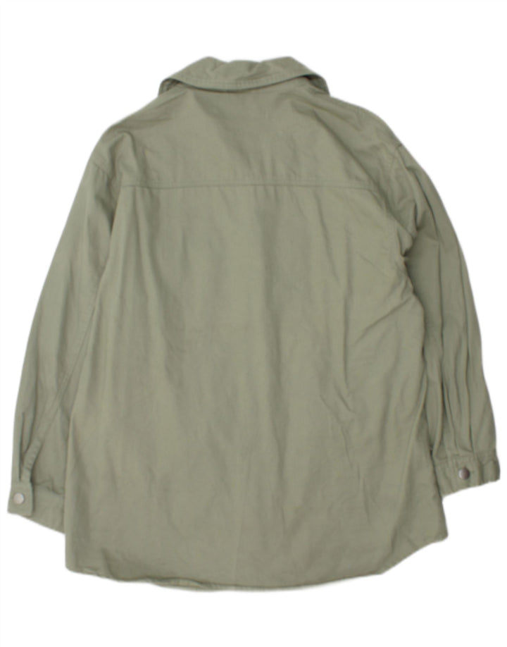 Zara Herre Oversized Utility Jacket UK 10 Small Green Cotton