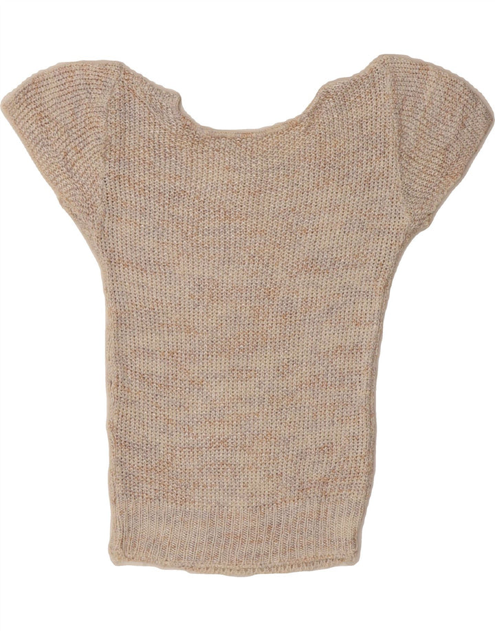 VINTAGE Womens Knit Blouse Top Small Beige Flecked Vintage Vintage and Second-Hand Vintage from Messina Hembry 