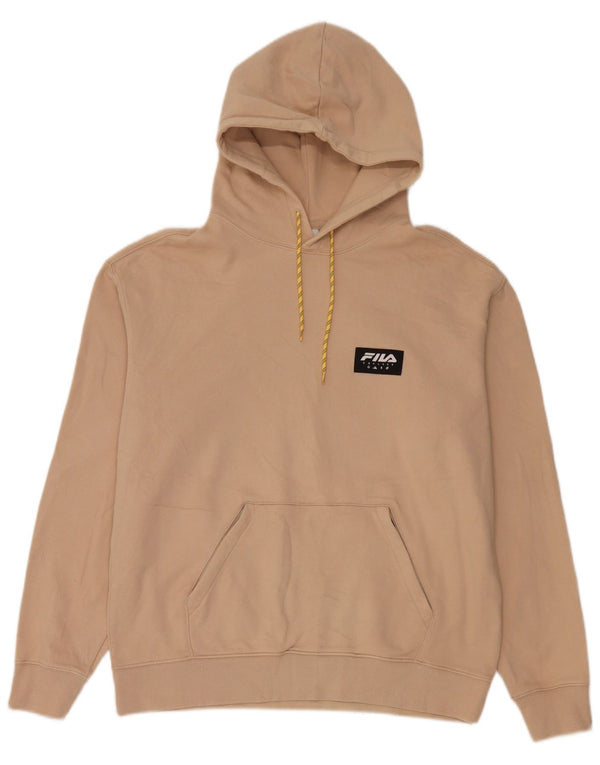 Fila Herre Grafisk Loose Fit Hættetrøje Jumper Stor Beige