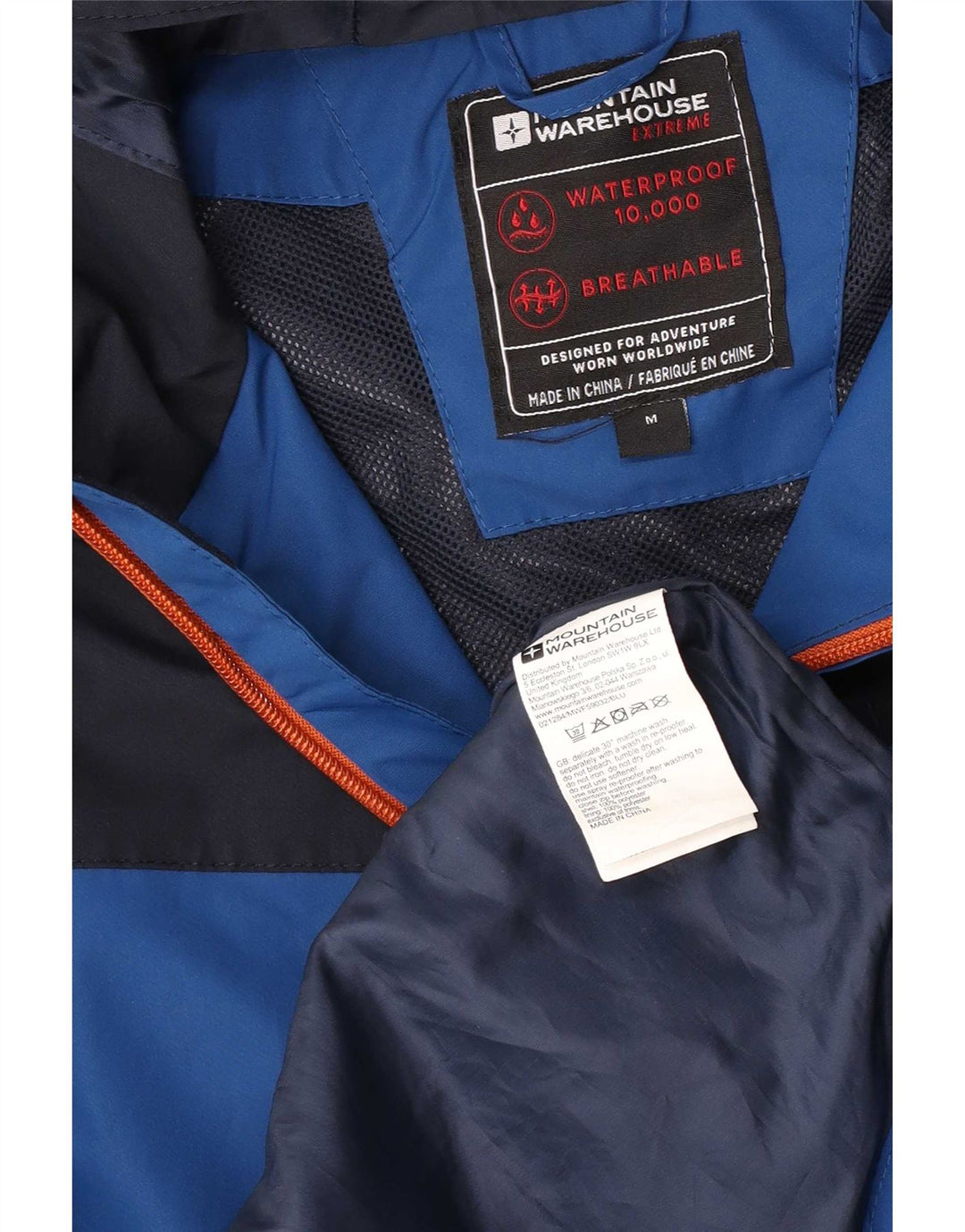 Mountain Warehouse Herre Isoory regnjakke UK 38 Medium Blue Colourblock