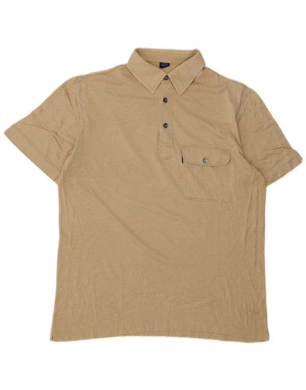 Plys herre poloskjorte medium beige bomuld